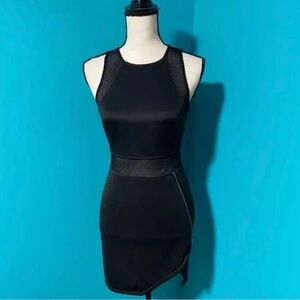 Astr S Black‎ Sleeveless Bodycon Mini Scuba Mesh Detail Dress